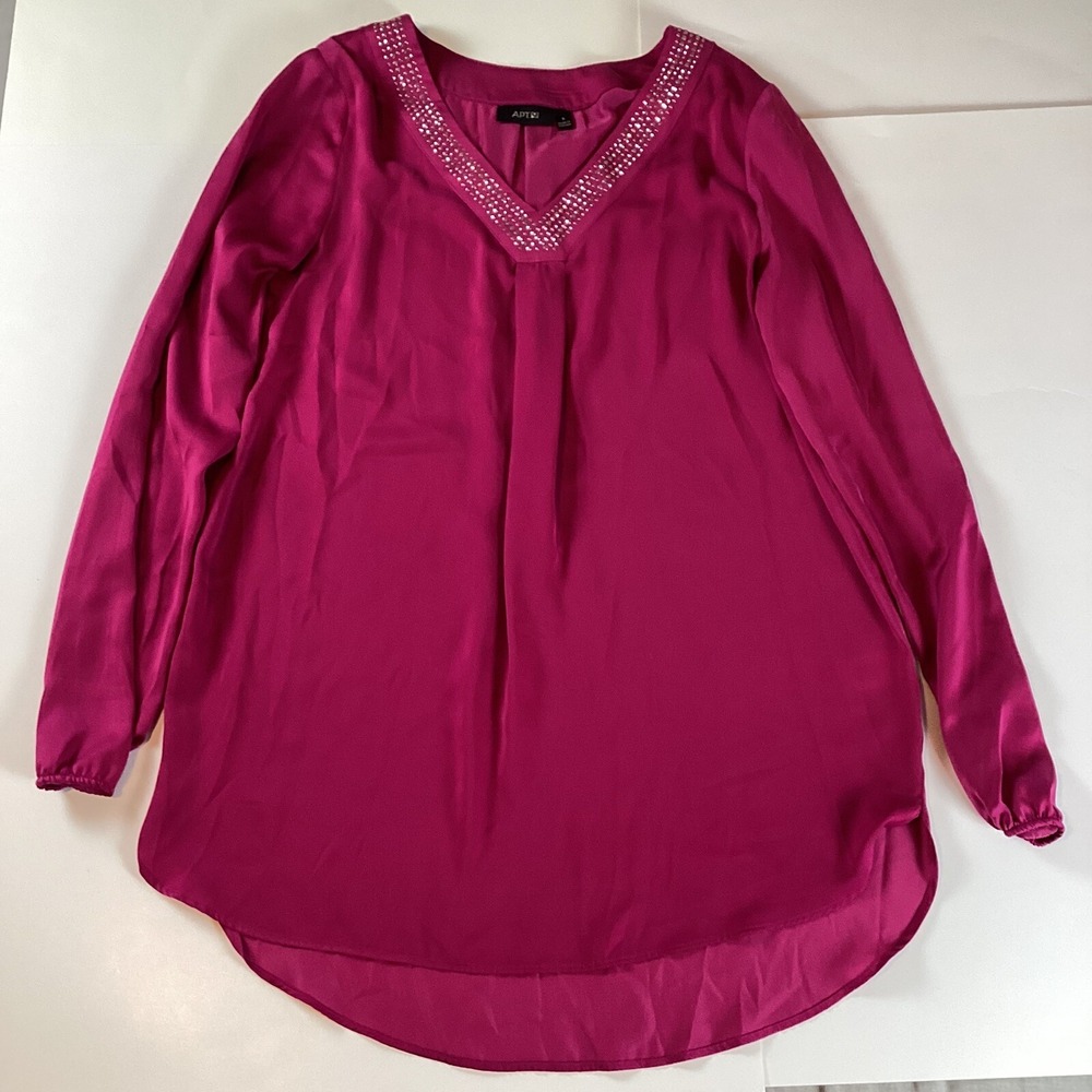 Apartment 9 Womens Shirt Top Long Sleeve Blouse Women Small Comfort Stretch Soft